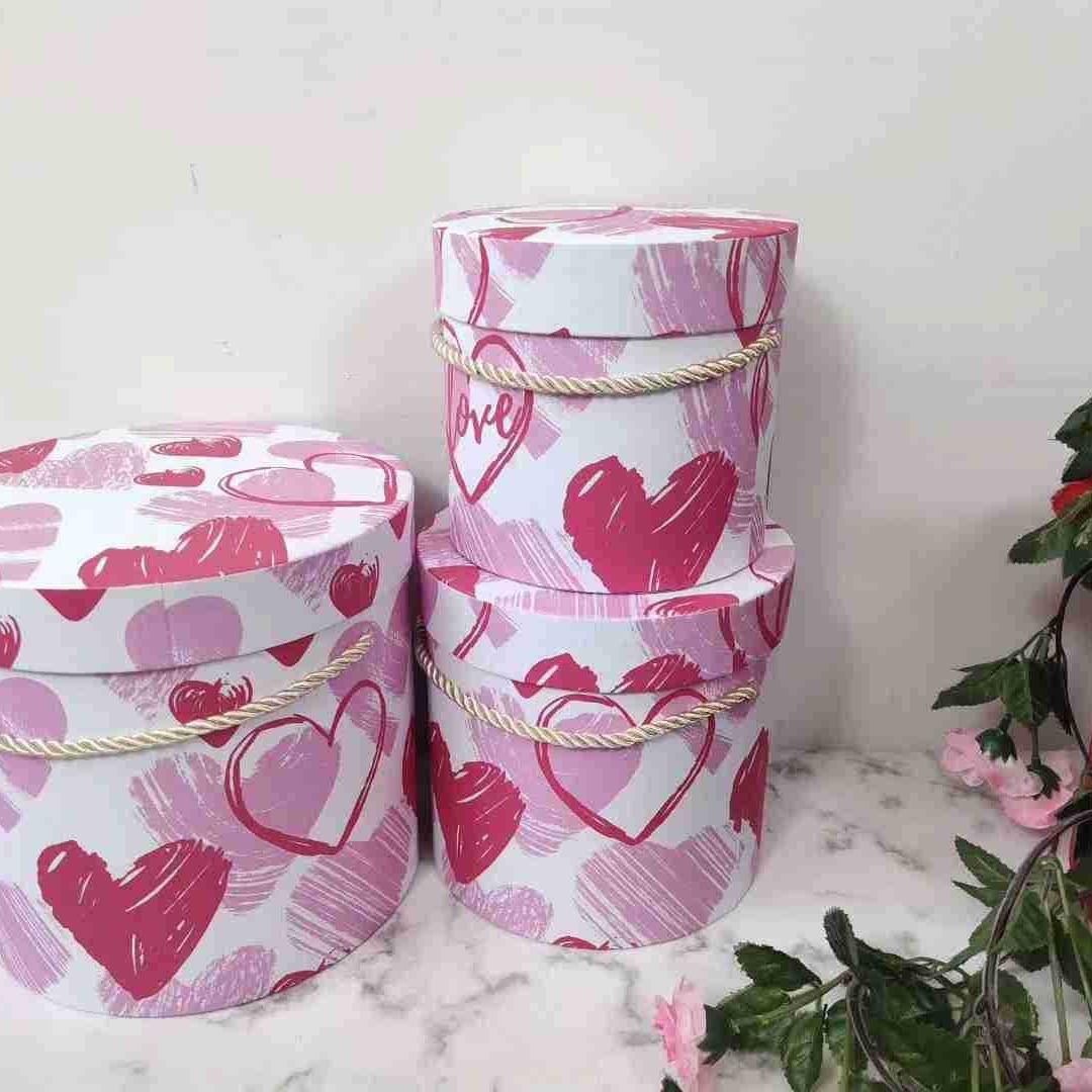 现货批发圆形彩印花盒礼品永生花盒干花礼品盒情人节礼品盒