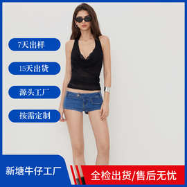 亚马逊跨境短裤女夏牛仔超短裤性感辣妹紧身显瘦包臀低腰热裤女