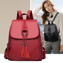 新款女士大容量软皮双肩背包简约复古学生包时尚旅行包一件代发