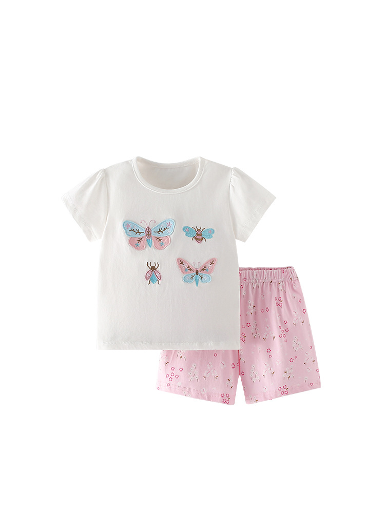 Trajes de niñas malwee transfronterizos de verano nuevos niños europeos y estadounidenses camisetas de manga corta para niñas de estilo extranjero dos piezas