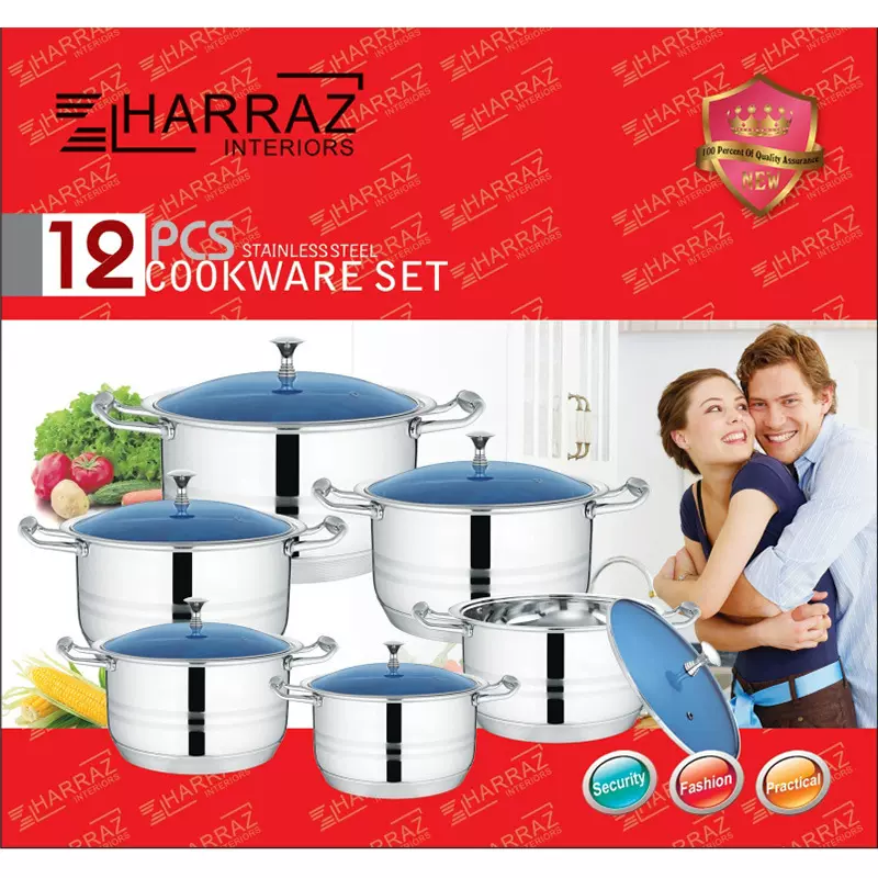 不锈钢汤锅套锅复底汤锅 锅具套装出口套锅12pcs cookware-set