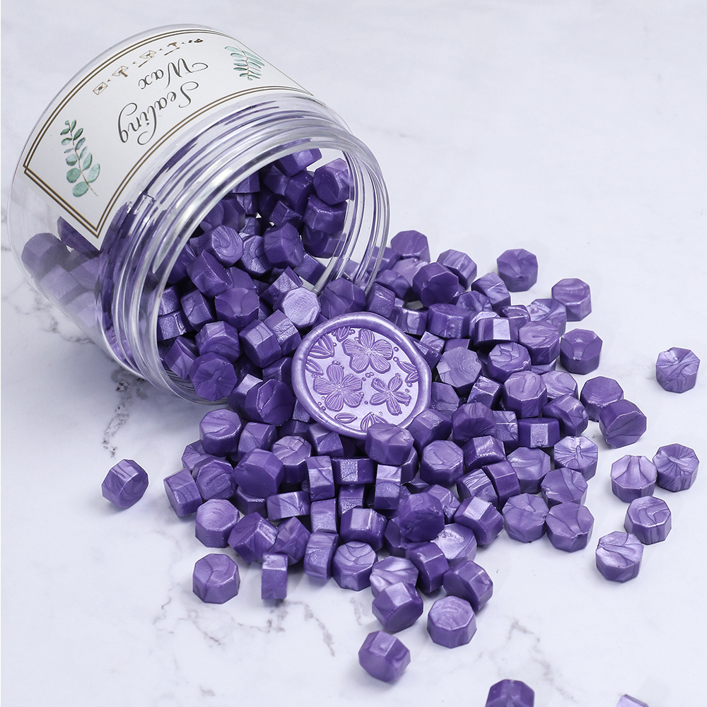 Oucai Fire Paint Wax, octágono, color mixto, nacarado, 200 granos, 132 colores, sello de pintura al fuego, cera, a granel barato