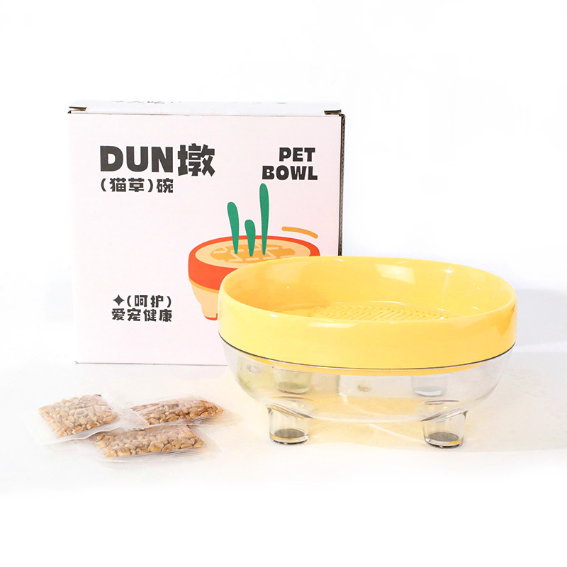 Spot de hierba para gatos sin tierra, gato perezoso escupir bolas de pelo bocadillos semillas hidropónicas bolas de descabello bocadillos para gatos comida al por mayor