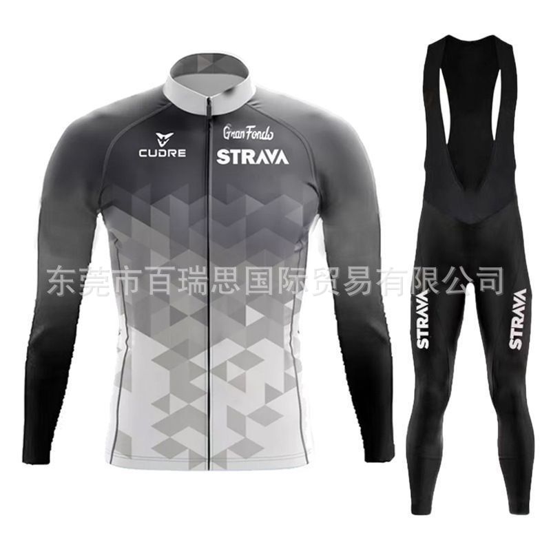 Strava Cycling Jersey Men's Summer and Autum Long-Sleeved Lightweight Outdoor Sports Road Cycling Jersey Breathable