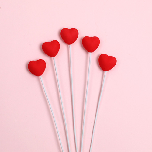 Romantic Chinese Valentine's Day cake decoration ornaments soft pink love plug-in red small-shaped birthday plug-in card