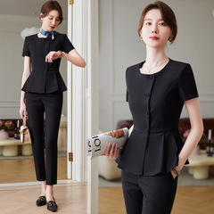 半袖スーツセット女性職業服夏販売部宝石店販売工装美容師フロント作業服