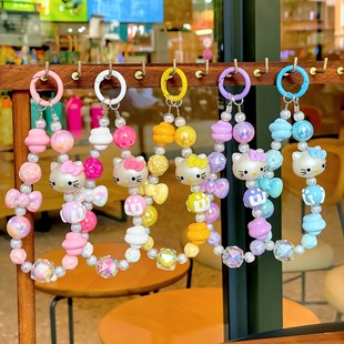 New Cartoon Doll Mobile Phone Chain Hand-Painted Beads Beaded Chain Bag Hanging Key Chain Pendant Mobile Phone Pendant