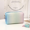 Polyurethane three dimensional small cosmetic bag, handheld small bag, organizer bag to go out for traveling, gradient