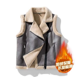 Autumn and Winter Men's Velvet Thickeneded Vest New Suede Fur One-Piece American Trendyy Warm Lamb Velvet Jacket