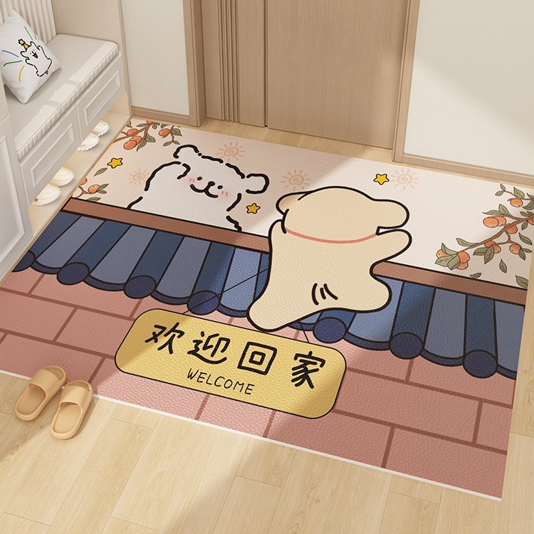 漫画の玄関ドアマット、拭いて洗えるPVC屋内汚れ防止フットマット、玄関ドアカーペット|undefined