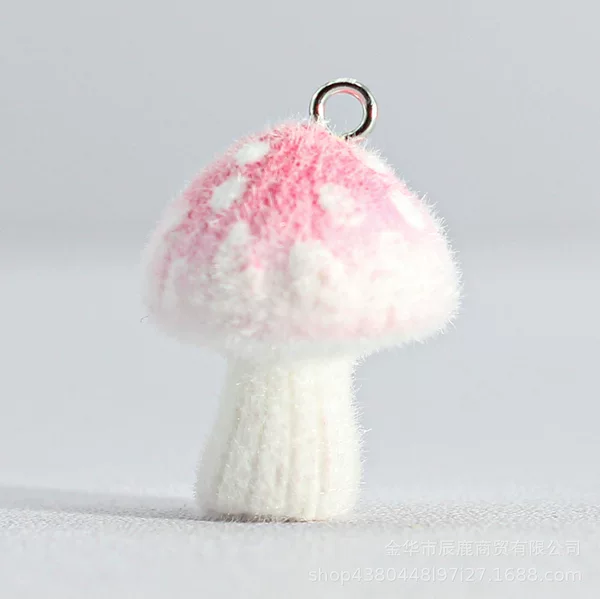 Resin Flocking Mushroom Ins Style Bag Pendant Stereo Mobile Phone Pendant Key Chain Hanging Chain DIY Accessories Pendant
