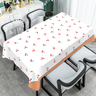 Ruinian factory direct small fresh white printed tablecloth tea table tablecloth waterproof oil-proof wash-free PVC tablecloth