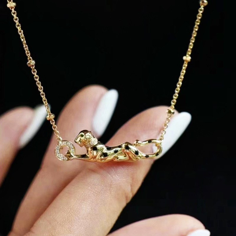 Designer Original 925 Silver Cheetah Set Chain Silver Chain Women Light Luxury High-grade Leopard Sling Necklace Silver Jewelry Wholesale