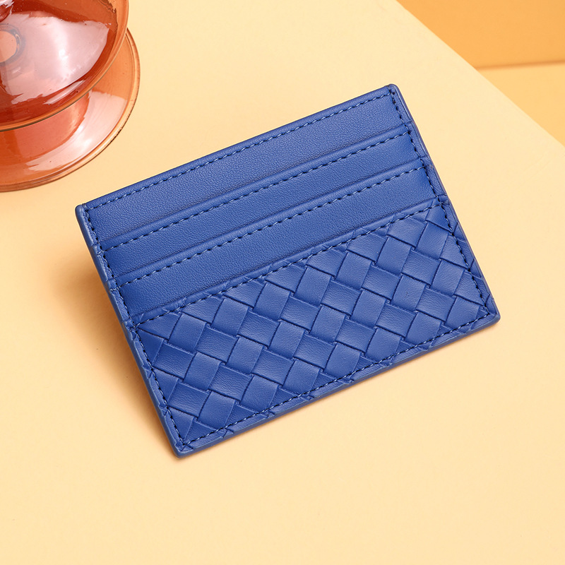 Bolsa de tarjetas de tejido mujer una pieza de pu piel mini tarjeta de crédito bancaria pequeña tarjeta de crédito personalidad masculina tarjeta de control de acceso