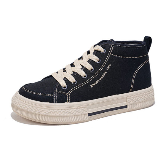 2025 Medium-high Canvas Shoes Female Students Flat Sports Sneakers Single-layer Shoes Casual All-match Breathable Ins Women's Sneakers