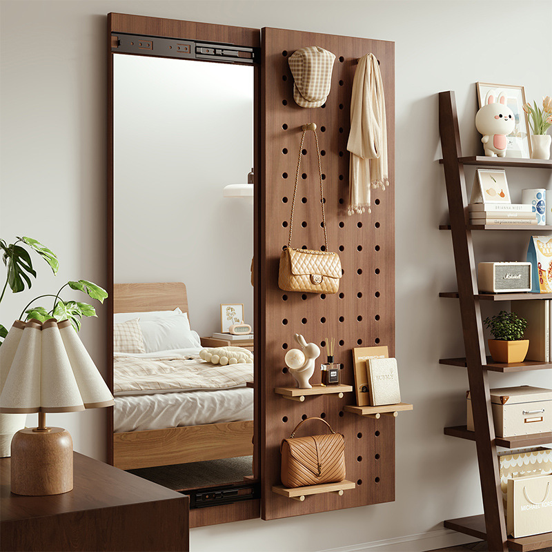 Espejo de cuerpo entero de tablero de agujero de madera maciza Espejo oculto de cuerpo completo Espejo de tocador de puerta de entrada de pared de puerta cerrada