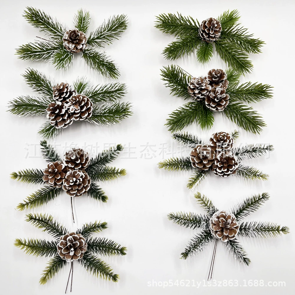 Трансграничные новые рождественские украшения белая сосновая игла сосновая шишка торговый центр магазин фестивальные принадлежности для переодевания