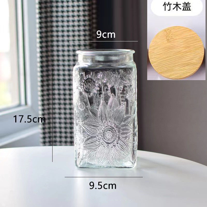 雕花海棠玻璃密封储物罐厨房家用干果零食大容量收纳喜糖罐食品级|undefined