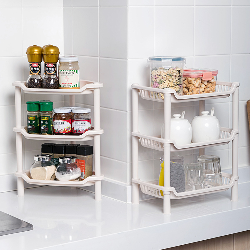 Countertop Storage Rack Household Kitchen Three-Layer Storage Rack Bathroom Toilet Corner Cosmetics Storage Bracket