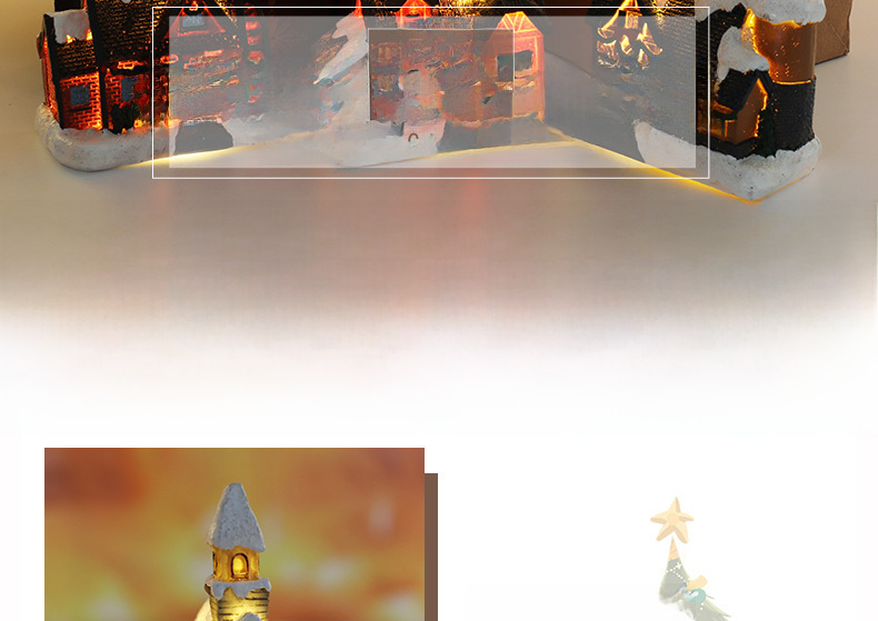 Cross-border New Christmas Decorations Resin Small House Micro Landscape Resin House Christmas Creative Luminous Small House_voghion.com