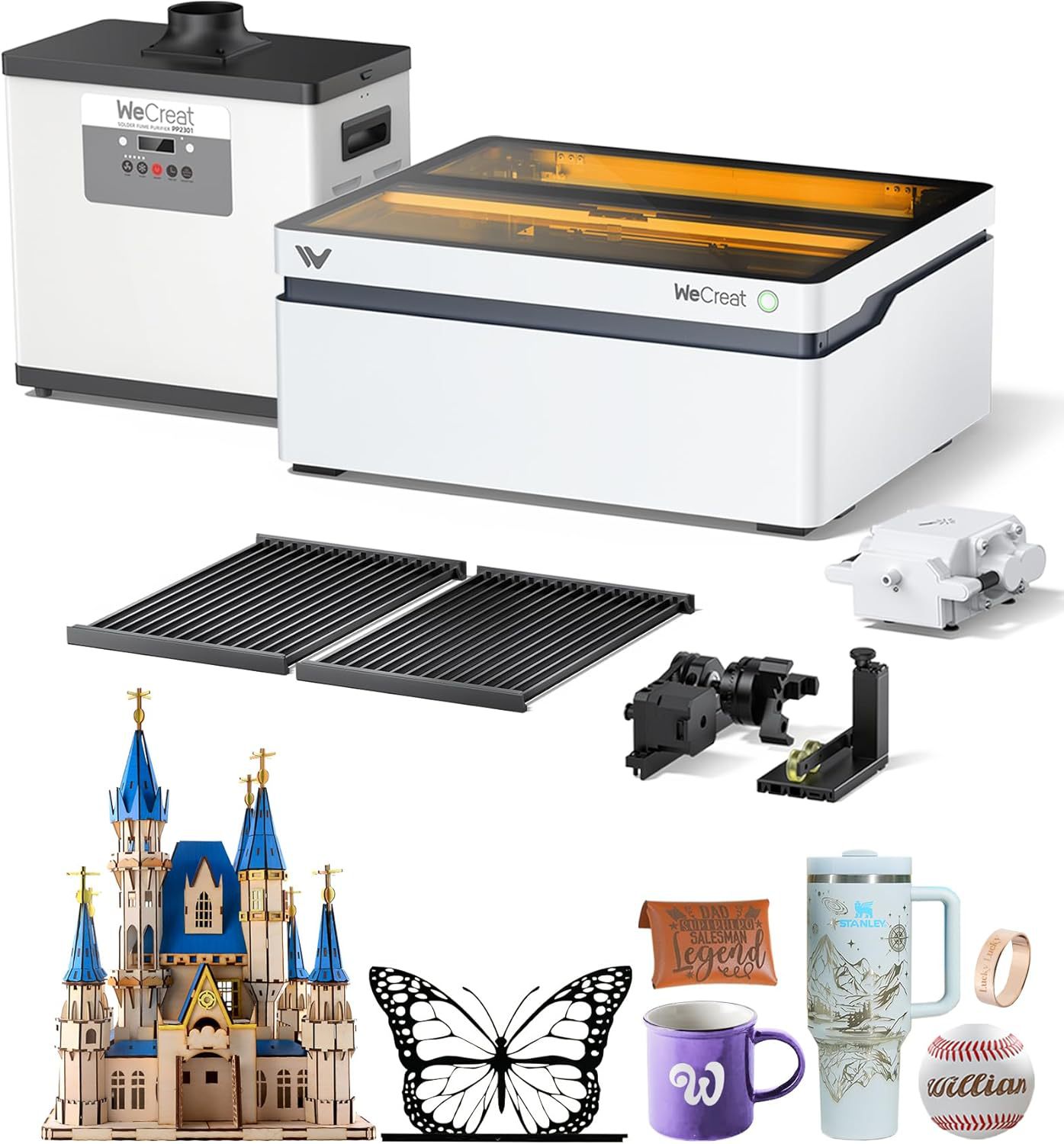 WECREAT Vision 20W(20,000mW)激光雕刻机,带烟雾提取器,4 合 1