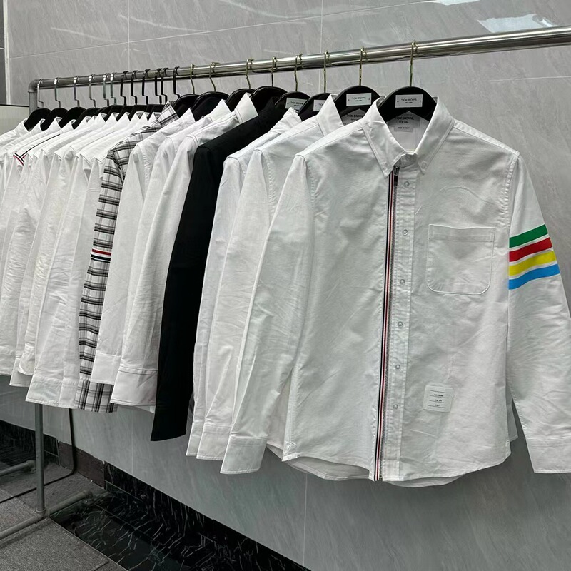 Factory Direct TB Shirt Full Style Large Collection Casual Men's and Women's Same Long Sleeve Lapel Cardigan Shirt Trendy