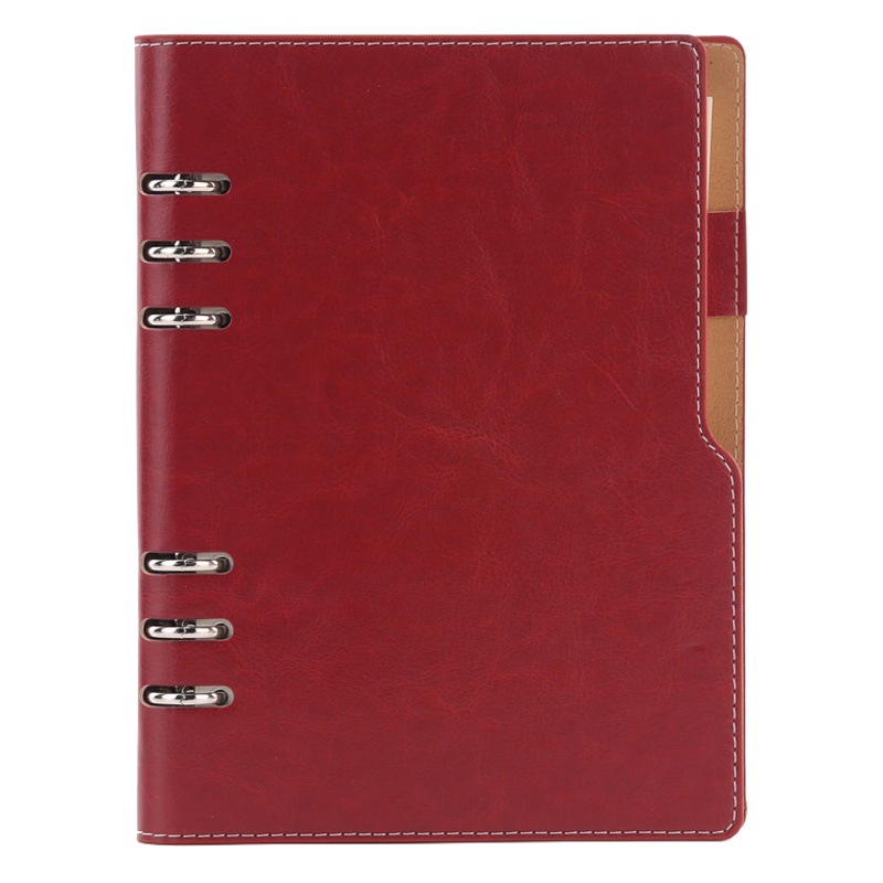 En stock al por mayor de cuero de la PU cuaderno A5 Notebook oficina de negocios engrosada cuaderno de hojas sueltas logotipo impreso