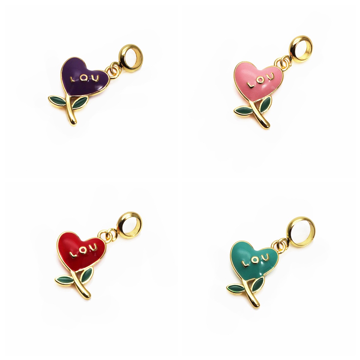 Cute Heart Shape Copper Enamel Charms Jewelry Accessories display picture 5