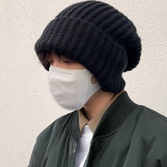 韩系百搭针织堆堆帽冬季保暖护耳套头毛线帽大头围显脸小时尚百搭