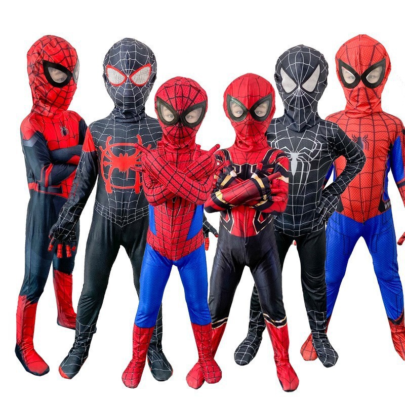 The Amazing Spider-Man Tight-Fitting Jumpsuit Men's Costume Cosplay Elastic Venom Boys' Suit Cartoon Trendy Short-Sleeved