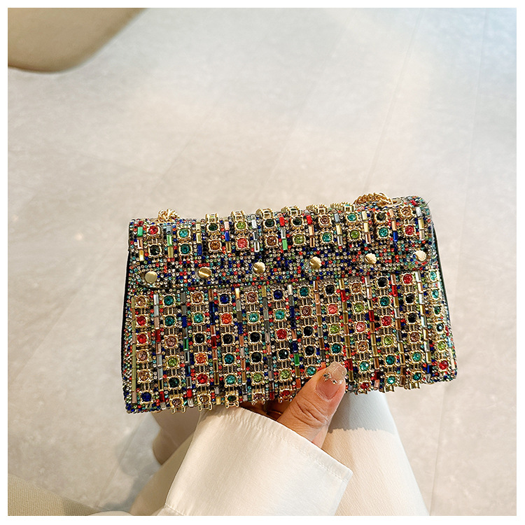 New foreign trade European and American retro underarm bag, casual and fashionable rhinestone small bag, niche single-shoulder bag, crossbody dinner bag undefined