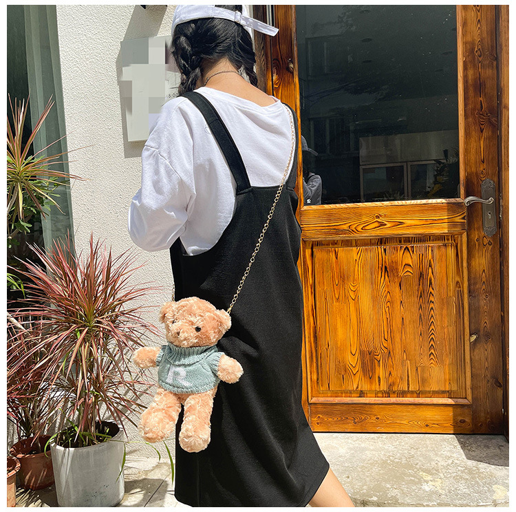 Femmes Petit Peluche Ours Mignon Fermeture Éclair Sac Bandoulière display picture 1