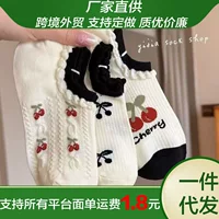 Весенне-летние милые тонкие носки с вишневой дышащей сеткой, впитывающие пот летние неглубокие носки, невидимые носки-лодочки