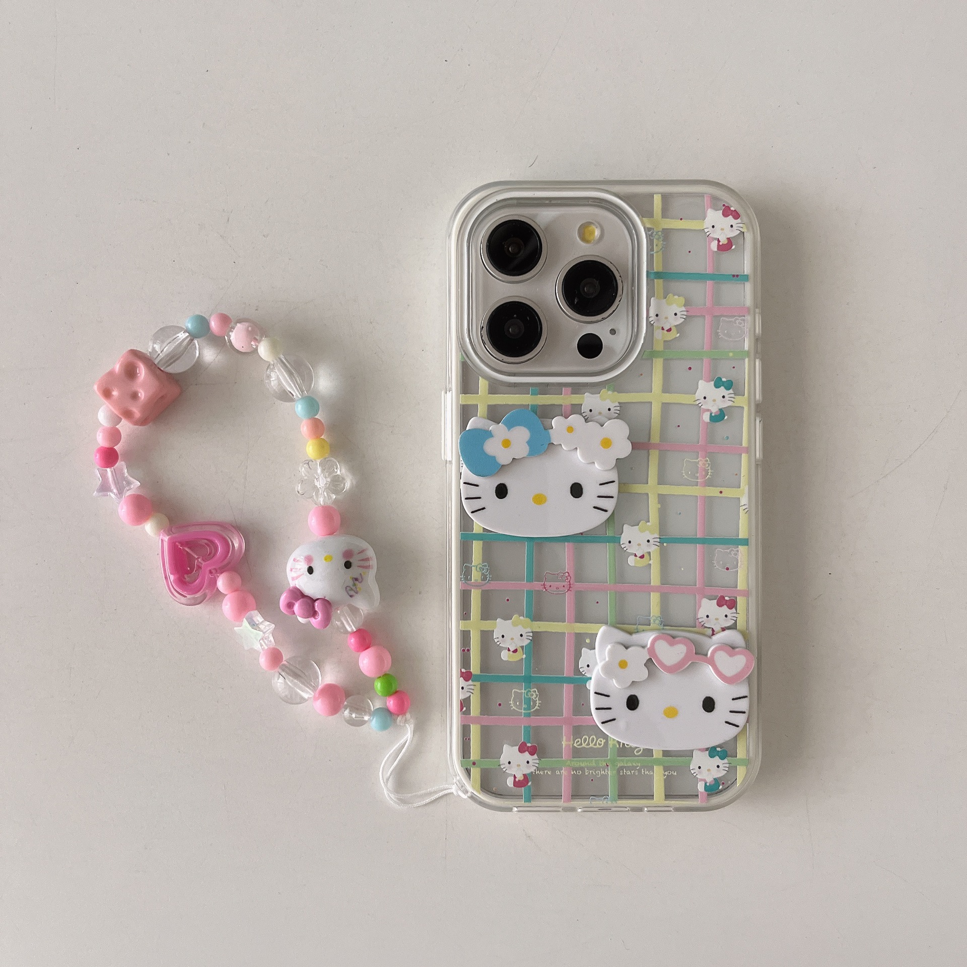 Divertido gato KT a rayas de color de dibujos animados para Apple 16ProMax personalidad 15Pro funda para teléfono móvil 14/13 nuevo 16