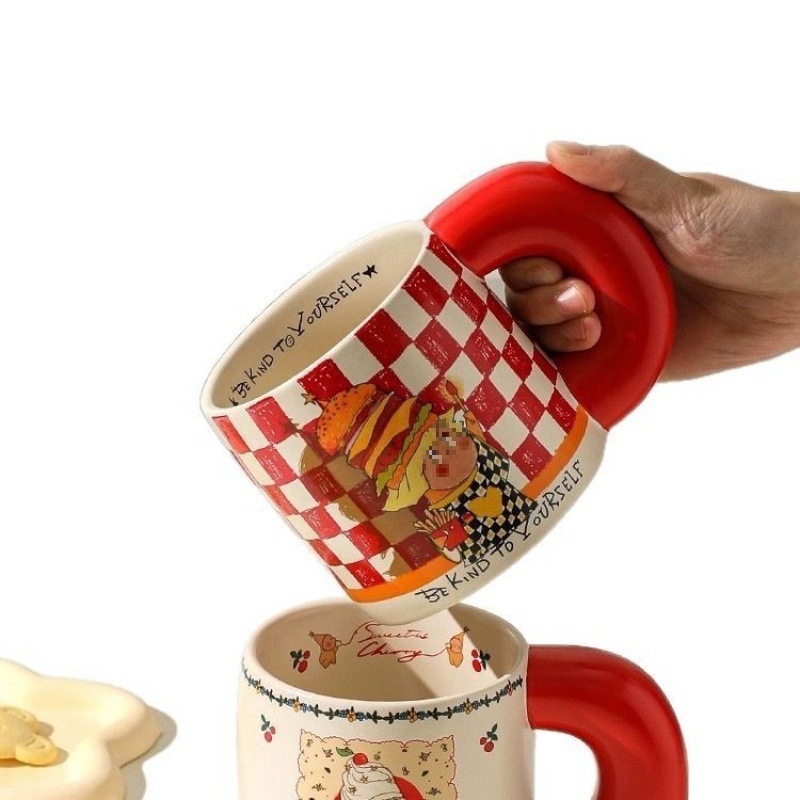 [Explosión de venta caliente] estrella de dibujos animados tazas de leche tazas de cerámica tazas de desayuno retro tazas de agua para niños comida