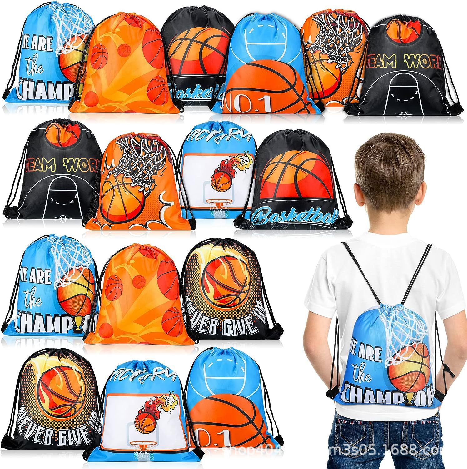 篮球束口袋二篮球儿童生日派对抽绳双肩背包袋便携收纳袋跨境新款