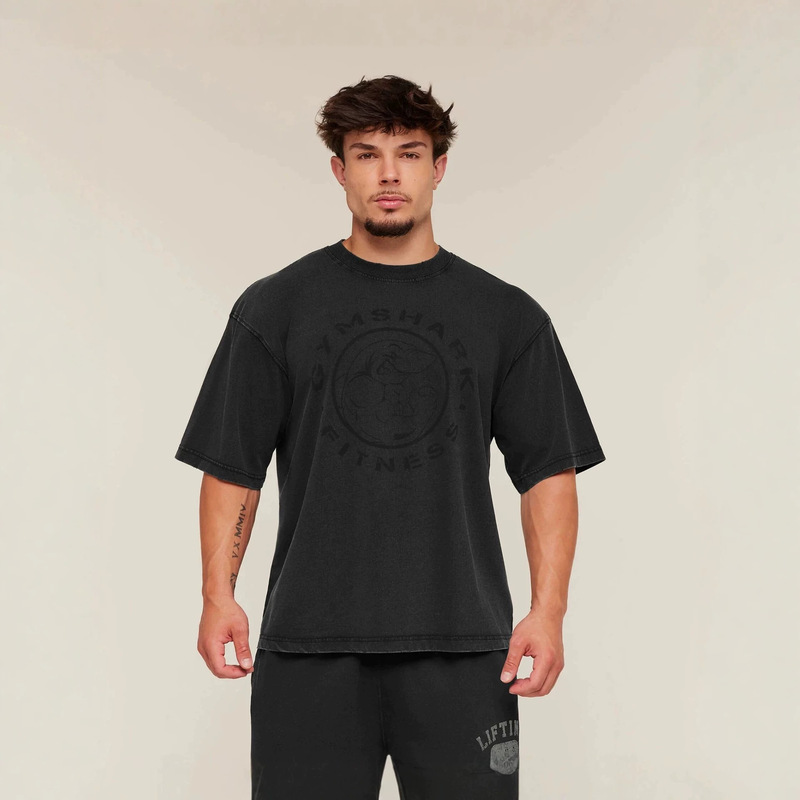Gymshark American Trendy Brand Muscle Sports Fitness Men's T-Shirt Fashion Trendy Casual Shark Short-Sleeved Top