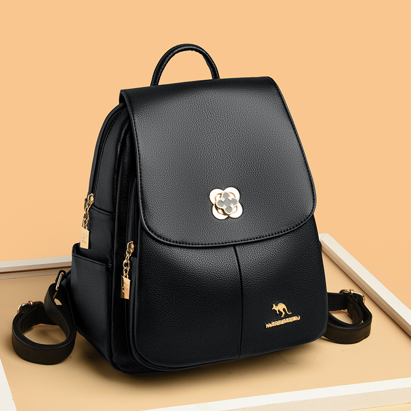 Mochila de cuero suave para mujeres 2024 nueva mochila de estudiantes de ocio de gran capacidad, mochila de viaje al aire libre, mochila de mujer