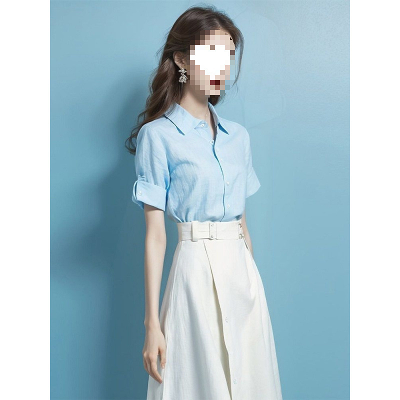 ドーパミンスタイルの年齢を軽減する美しいシャツとスカートスーツ夏の新しいファッション小柄な人向けの完全なセット|undefined