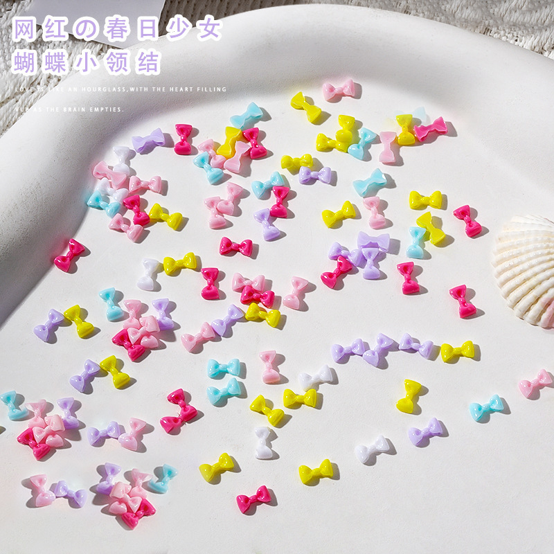 New nail accessories three-dimensional cute simple white mini bow tie resin bow nail accessories wholesale