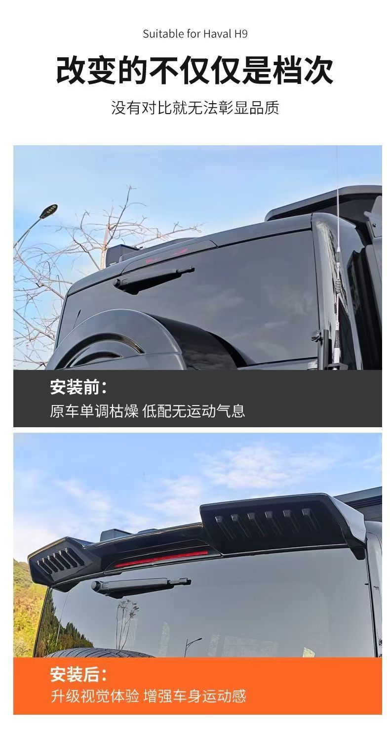 Suitable for 24 Second-Generation Haval H9Mc Roof Sports Rear Wing Spoiler Fixed Wind Modification Special Accessories Haval
