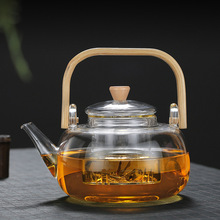 竹提梁壶煮茶壶高温泡茶壶电陶炉煮水透明玻璃大容量加厚花茶壶