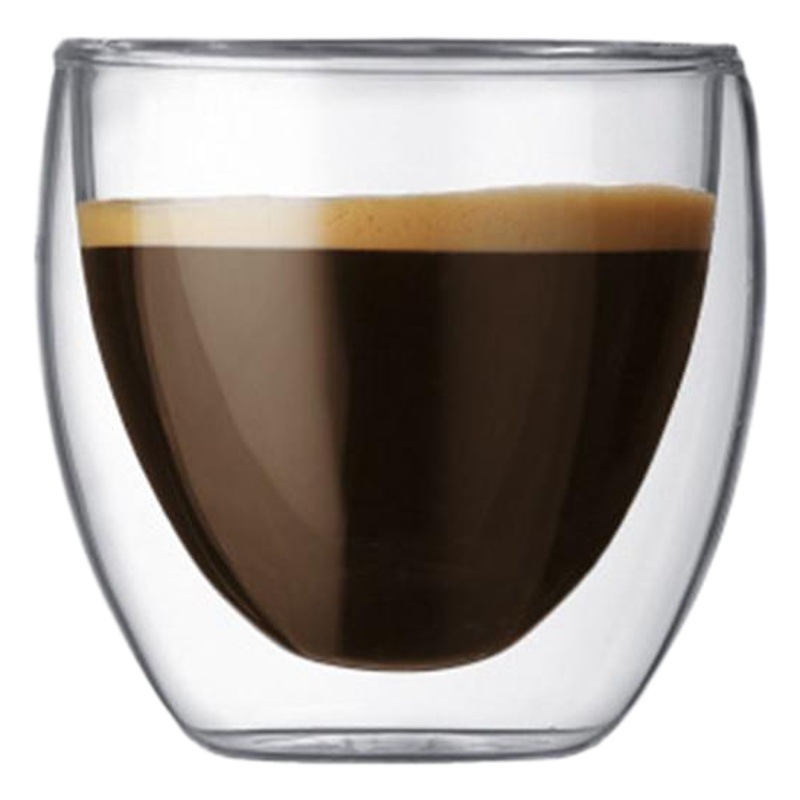 Venta al por mayor de doble capa de vidrio borosilicato de alta temperatura resistente en forma de huevo taza de café transparente aislado 100ml80ml taza de té