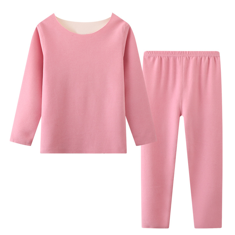 Conjunto de Ropa Interior Térmica para Niños Otoño-Invierno 2025, Color Sólido, Capa Base Básica, Calentamiento, Pantalones de Manga Larga, Pijama de Dos Piezas