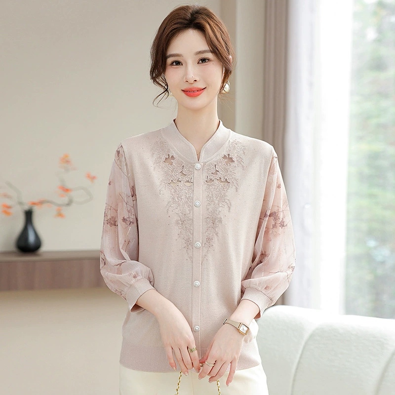 Мама весенняя новая трикотажная рубашка