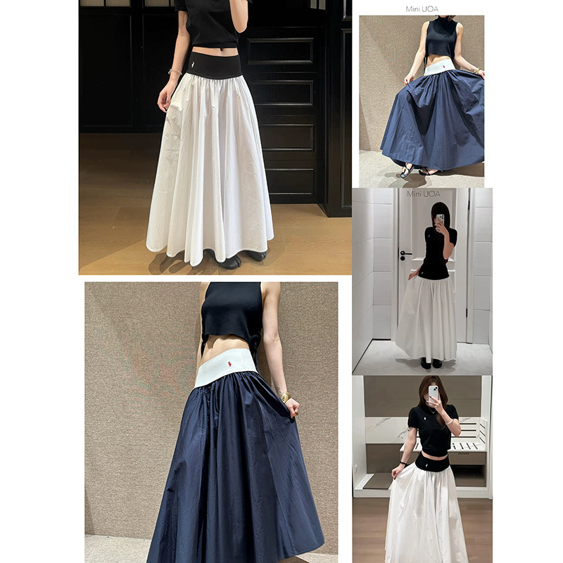 In Stock for Immediate Delivery~2026 Early Spring Ss New Embroidered A-Line Color-Blocked Large Swing Mid-Length Umbrella Skirt for Women