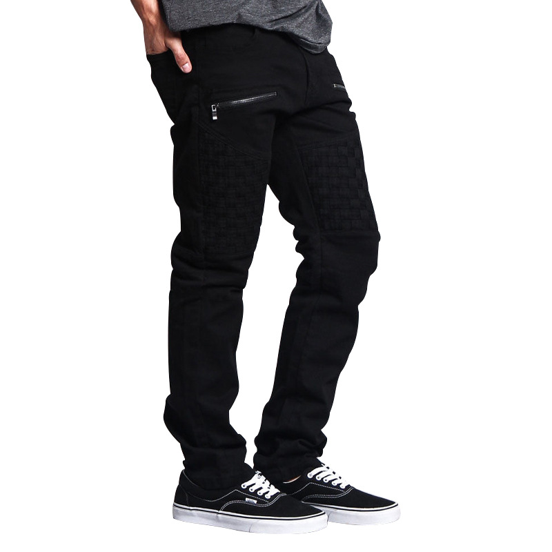 Herren Casual Hosen Arbeitskleidung Sommer Leder Gespleißt Gerade Einfarbig_voghion.com