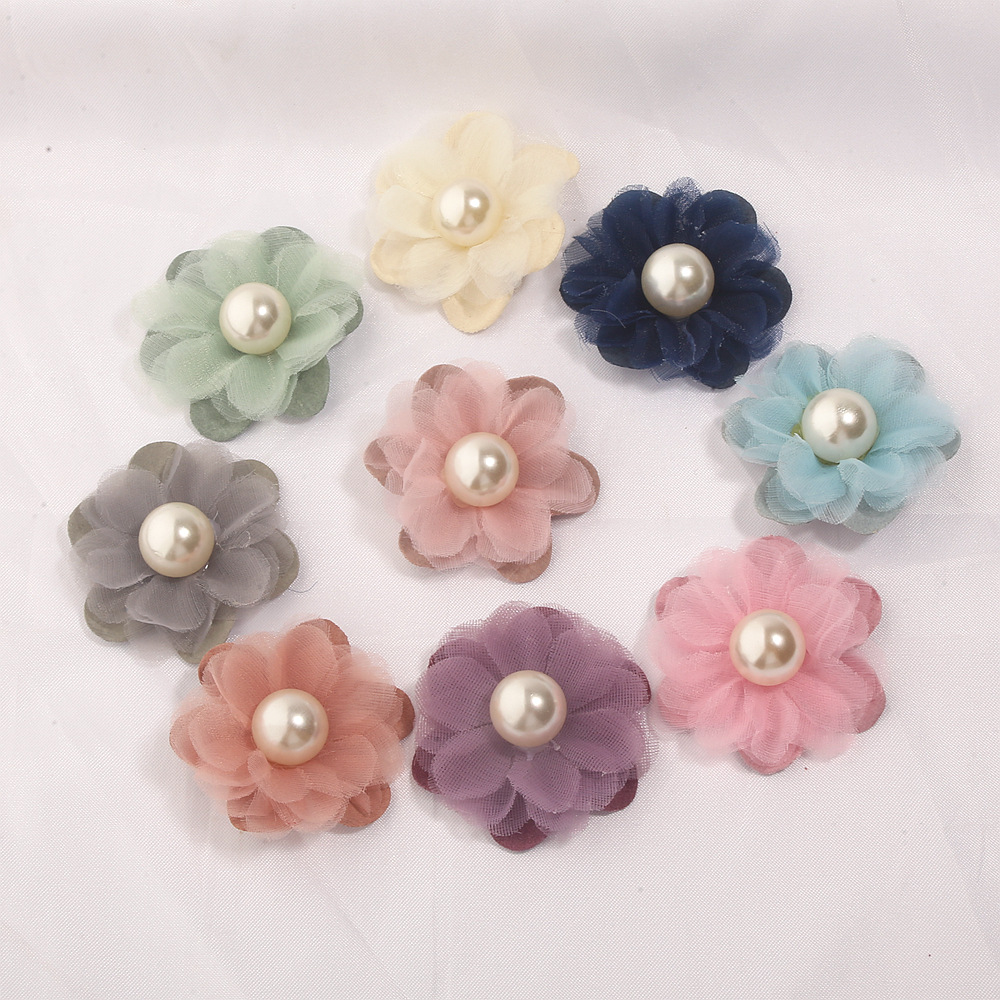 6-layer flat mesh pearl flower hairpin, hair accessory, brooch, floral clothing accessory, wholesale accessories, camellia