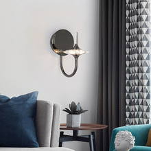 极简艺术家居意式极简灯圆形卧室水晶床头壁灯现代走廊过道镜前灯