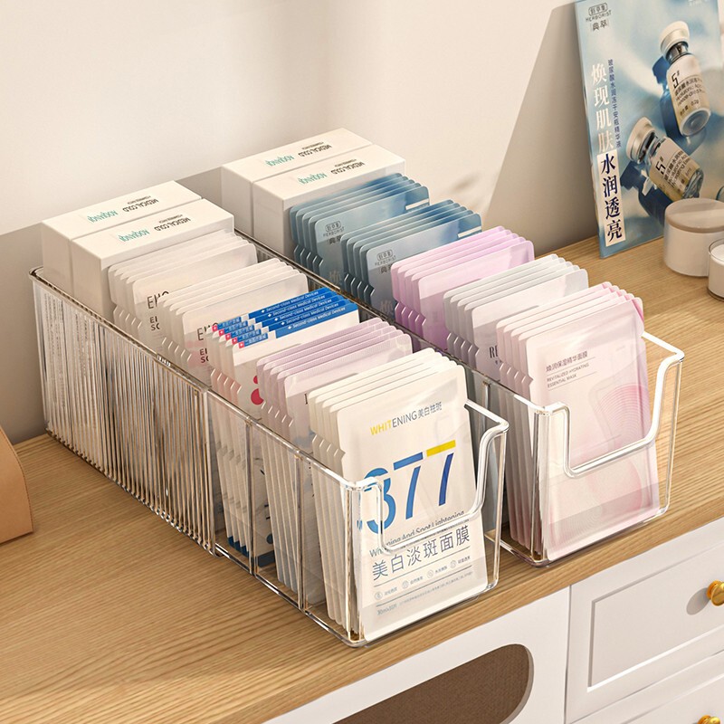 Facial Mask Storage Box, Acrylic Cosmetics Compartment Box, Transparent Large-Capacity Desktop Retractable Skin Care Product Storage Rack Facial Mask Storage Box, Acrylic Cosmetics Compartment Box, Transparent Large-Capacity Desktop Retractable Skin Care Product Storage Rack